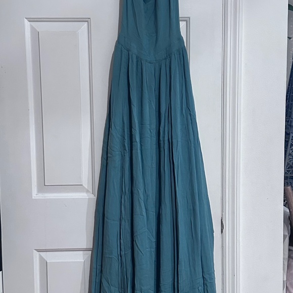 Free People Tie Neck Backless dusty turquoise dress - size S - Picture 2 of 6
